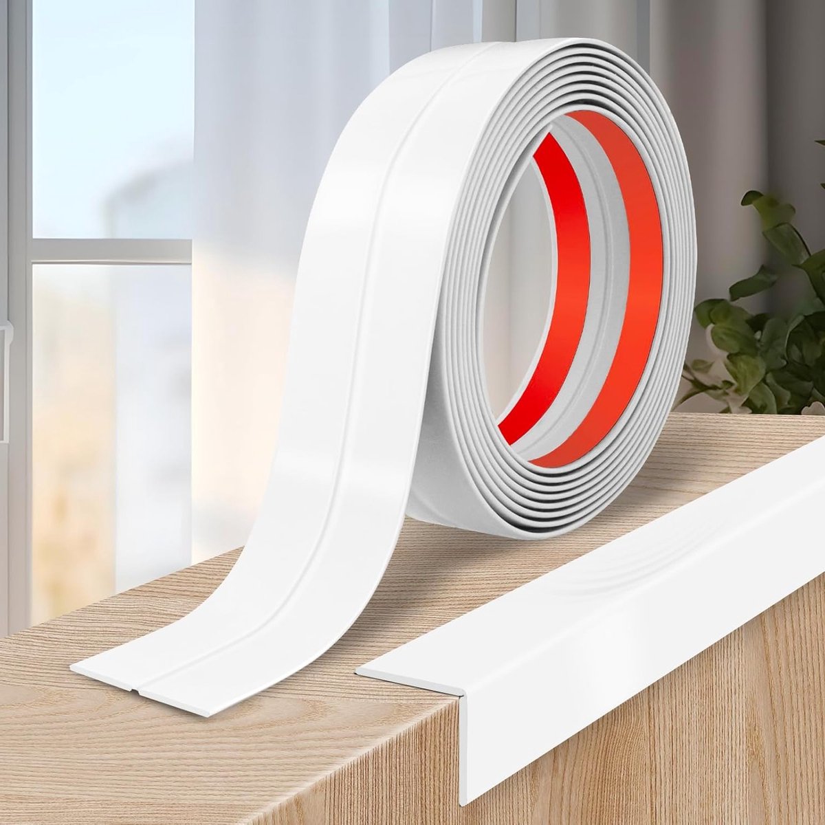 Zelfklevende PVC Hoekafwerking, Wandhoekbeschermers en Tegelrand voor Keuken en Plafond, Ideaal voor Werkblad Randen (2cm x 3m, Wit)