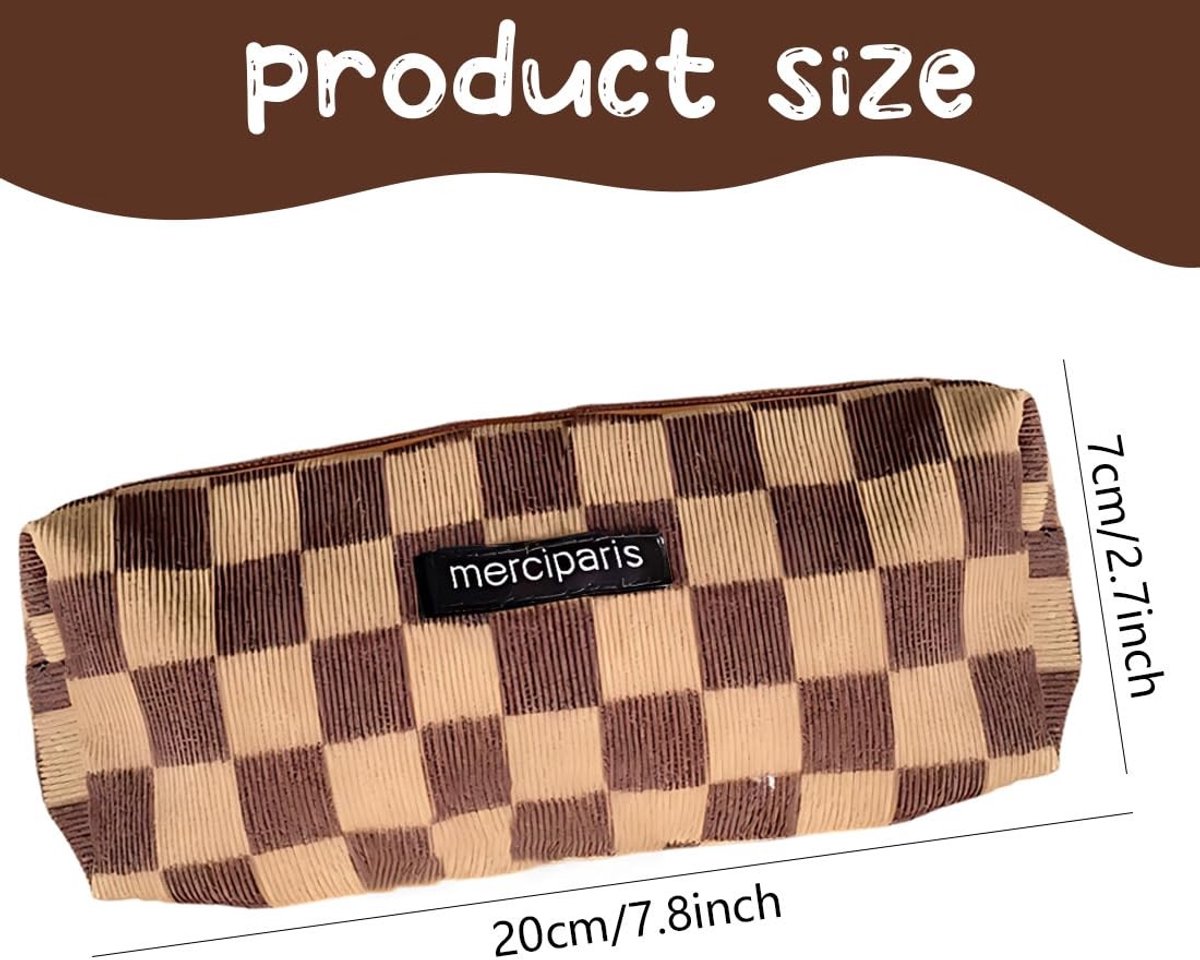 Dailygoody - Etui - Cartoon-tasje - Schattig ontwerp - Bruin - Sleuteltas - Make-uptas - Geschikt voor dagelijks gebruik - 20 x 4,5 x 7 cm