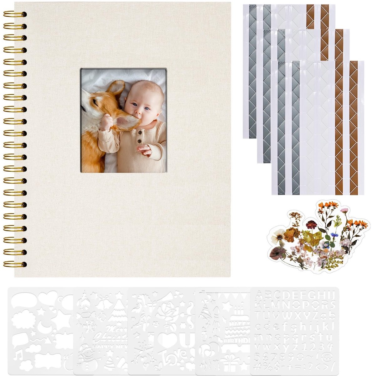 Dailygoody - Plakboekalbum - Fotoalbum voor herinneringen - Beige - Doe-het-zelf scrapbook - 40 pagina's - Geschikt voor baby en bruiloft