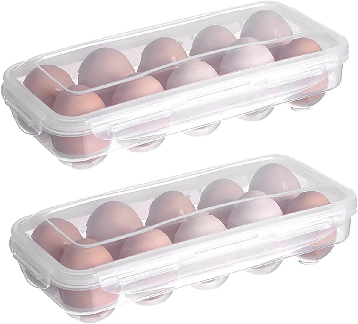 Eieropslag Set voor de Koelkast - Plastic Eierdop met Deksel voor 10 Eieren, Ideaal voor Versheid en Organisatie