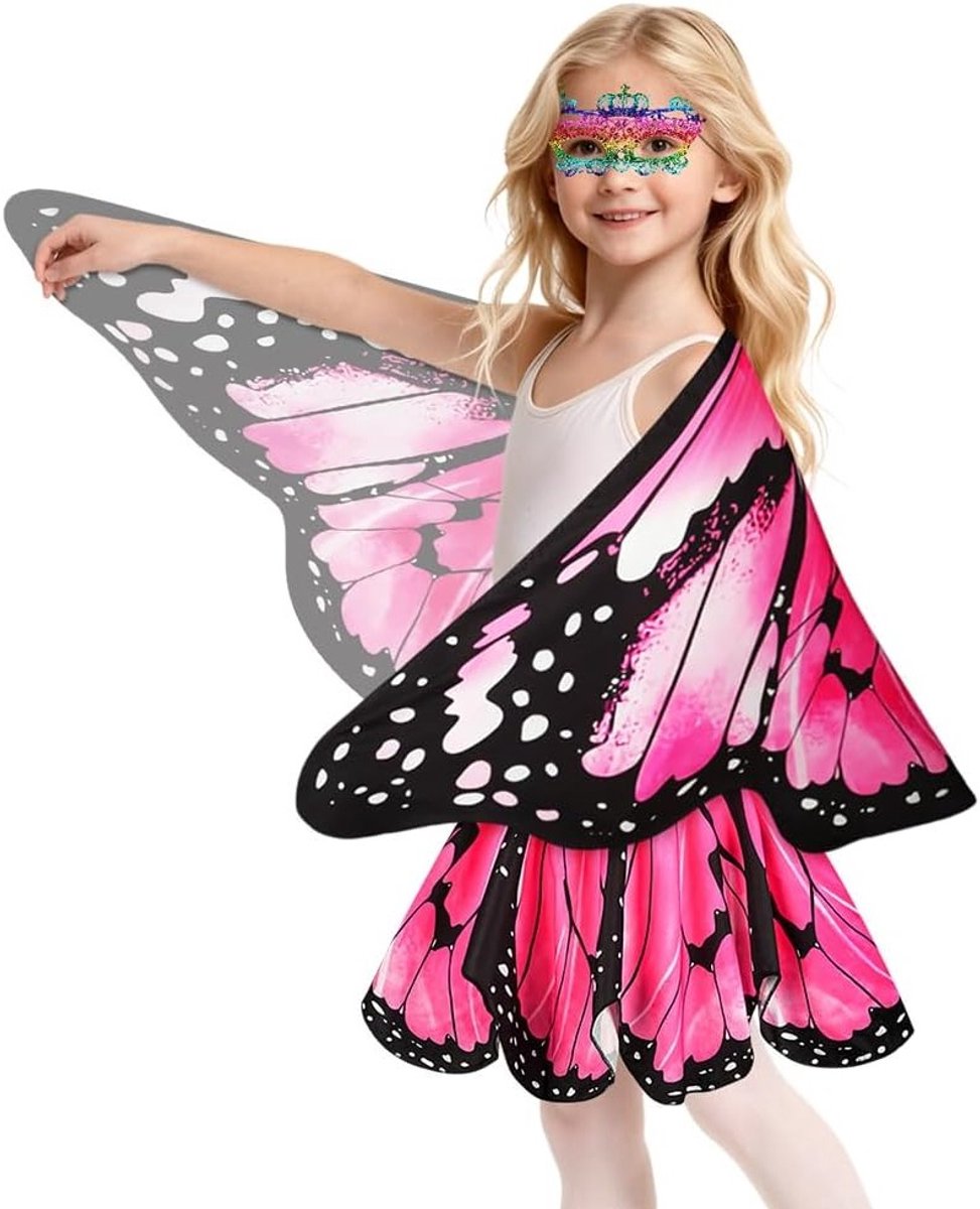 Vleermuis Kostuum voor Kinderen, 3-delig Set met Vleugels, Ogen en Rok voor Carnaval, Cosplay en Halloween