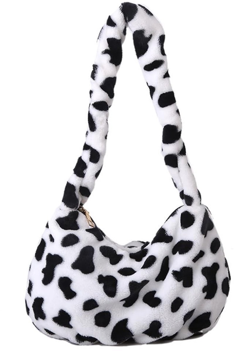 Dailygoods - Cosensi - Dailygoody - Pluche Schoudertas - Meisjes Handtas - Fluffy Crossbody Tas - Multicolor - Dierenprint - Ruime Capaciteit Pluche Tas - Geschikt voor Kind..