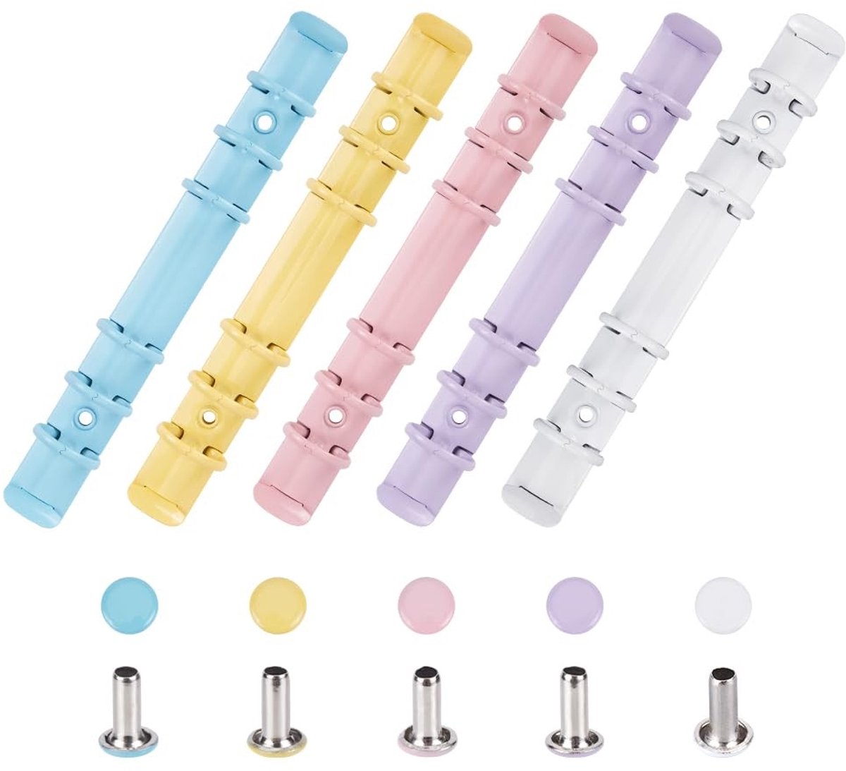 Dailygoody - Zes Ringbandclips - Kleurrijk IJzer - Ideaal voor Mappen - Veelkleurig - Reserve Clips - Perfect voor Notitieboeken