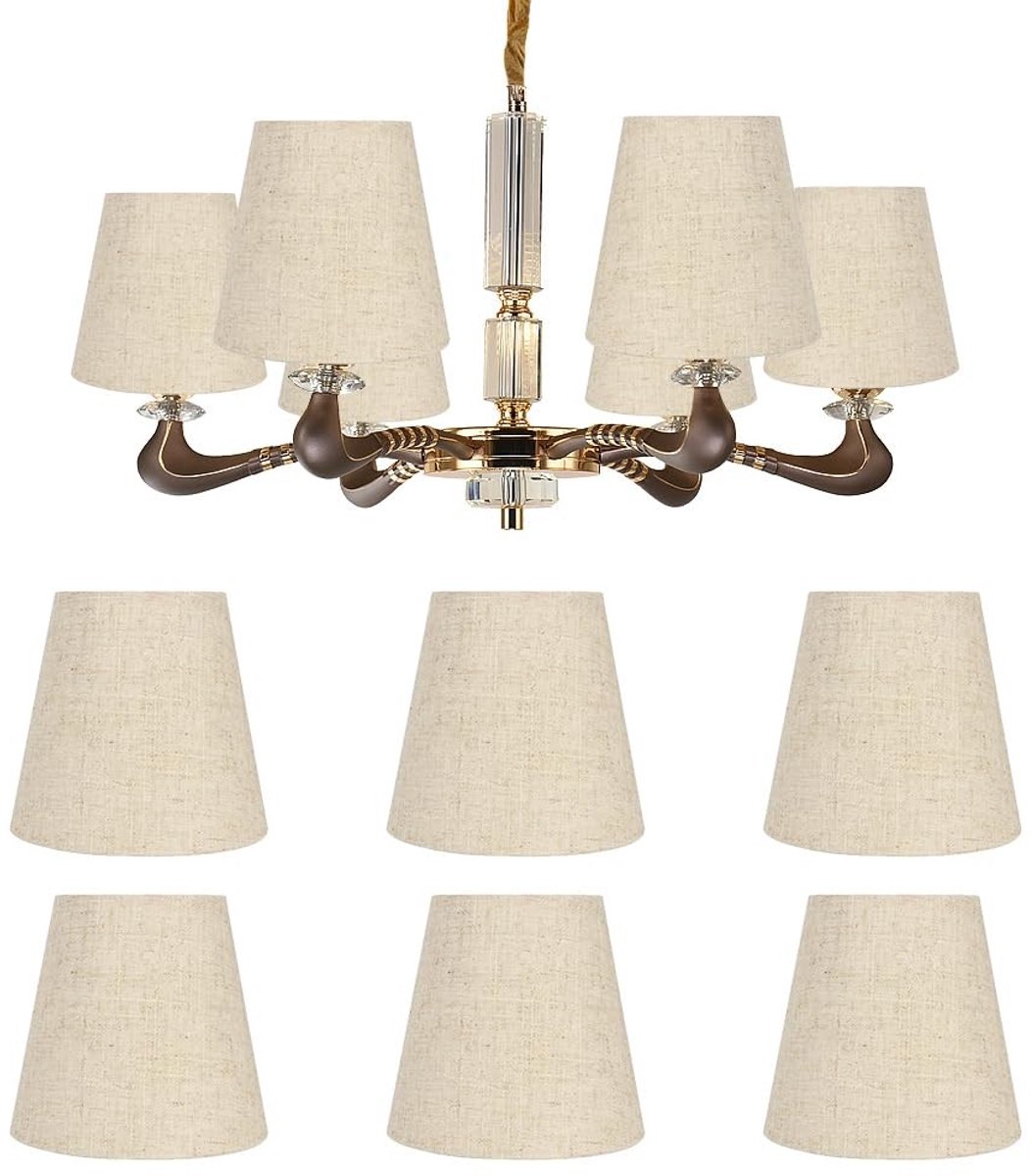 Dailygoods - Dailygoody - Chandelier Lampshade Set - 6-delige lampshade set - moderne uitstraling - crème kleur - E14 fitting - decoratief en stijlvol - geschikt