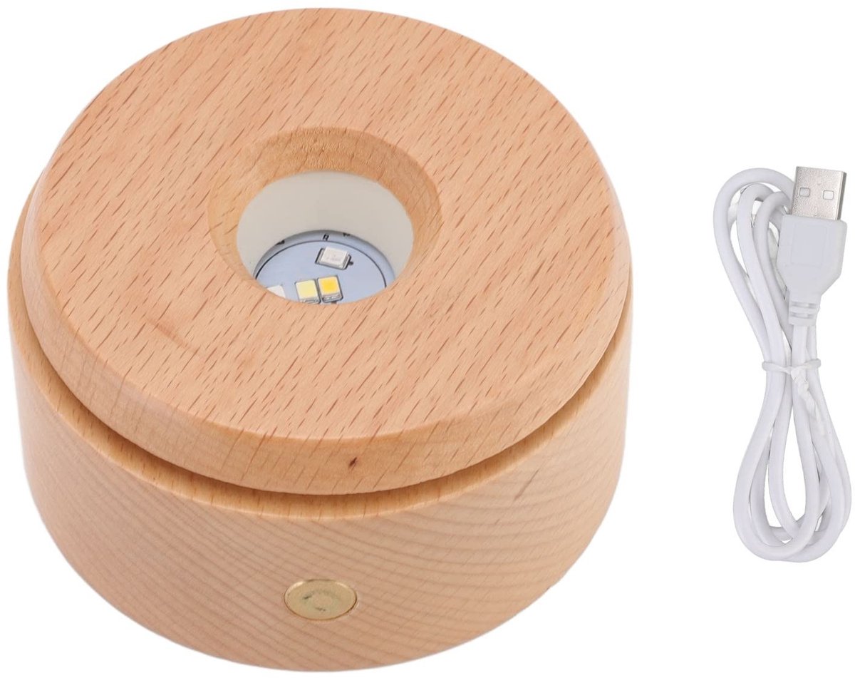 Dailygoods - Houten LED Lampvoet met Draaibare Basis