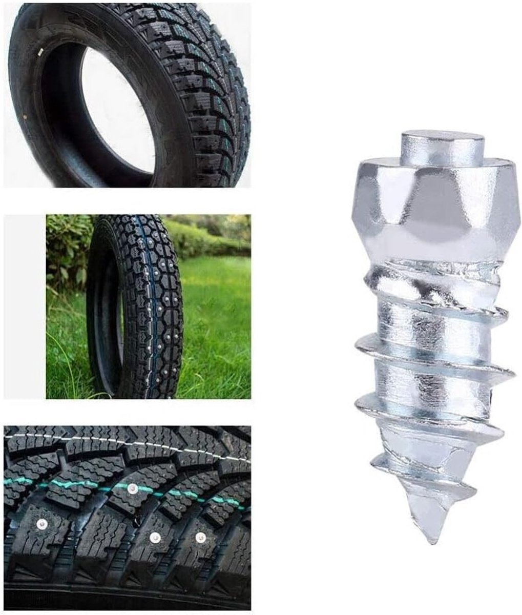 100 Stuks Antislip Schroeven voor Banden - 12mm IJs- en Sneeuwspikes voor Auto, Motor en ATV - Duurzame Bandenaccessoires voor Verbeterde Grip