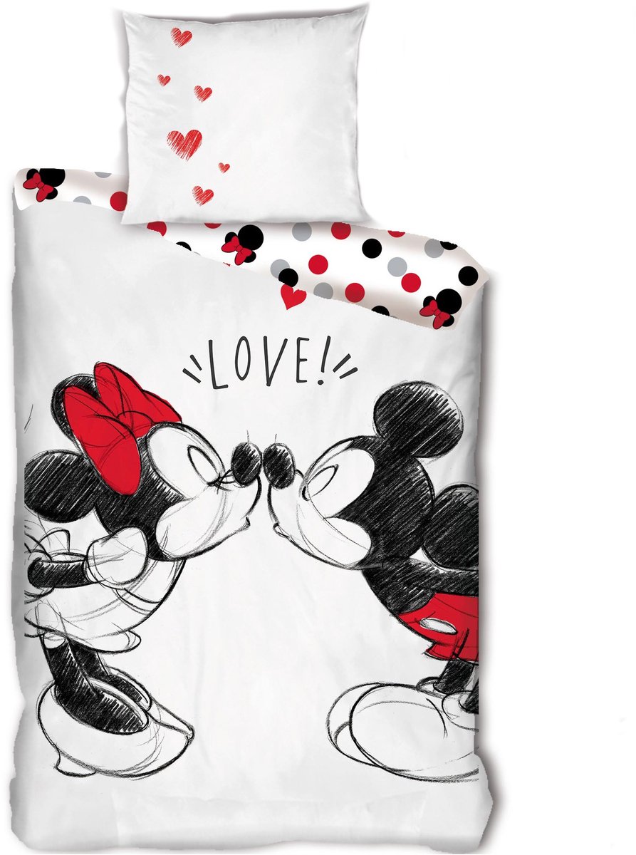 Disney Minnie Mouse Dekbedovertrek Love - Eenpersoons - 140 x 200 cm - Wit