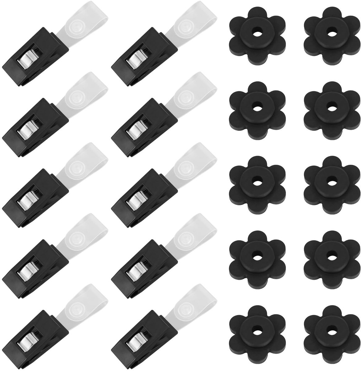 Dailygoody - Tuinvlaggenrubberen Stoppers - Vlaggenhouderclips - Anti-wind - Zwart - Vlaggenaccessoires - Perfect voor tuin en gazon - 20 stuks