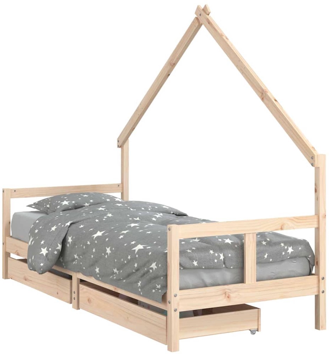 vidaXL Kinderbedframe - met - lades - 80x200 - cm - massief - grenenhout Naturel