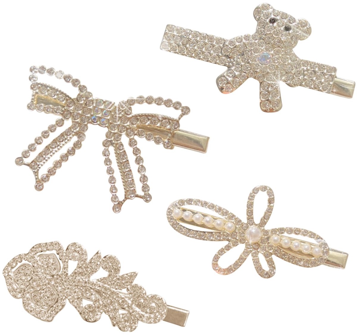 Dailygoody - Haarclips - Strass haarspeldjes - Elegante stylingaccessoires - 4 stuks - Voor meisjes en vrouwen - Perfect voor Valentijnsdag