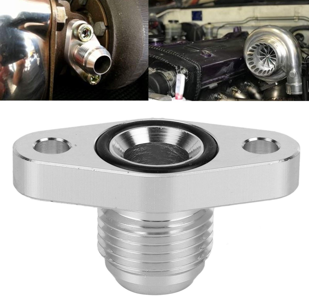 Dailygoods - Dailygoody - Turbo Olieafvoer Flens - AN10 Olie Retour Flens Adapter - Robuust en Duurzaam - Aluminium Fitting - Geschikt voor TD04 TD05 TD06 Serie T3