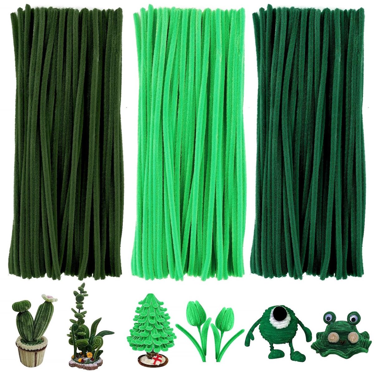 300 Stuks Fluffy Groene Pijpenragers voor Creatieve Klussen, DIY Projecten en Knutselen