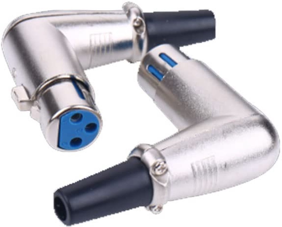 Dailygoods - Dailygoody - 3-Pin Vrouwelijke Plug - Haakse Adapter - Stevig en betrouwbaar - Compact formaat - Geschikt voor microfoons en luidsprekers - 2 stuks