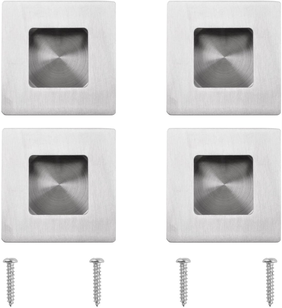 Dailygoods - Dailygoody - Inbouw Vinger Flush Pulls - Roestvrij Staal - Geborsteld Zilver - Handvatten voor Schuifdeuren - Set van 4 - Perfect voor Kasten