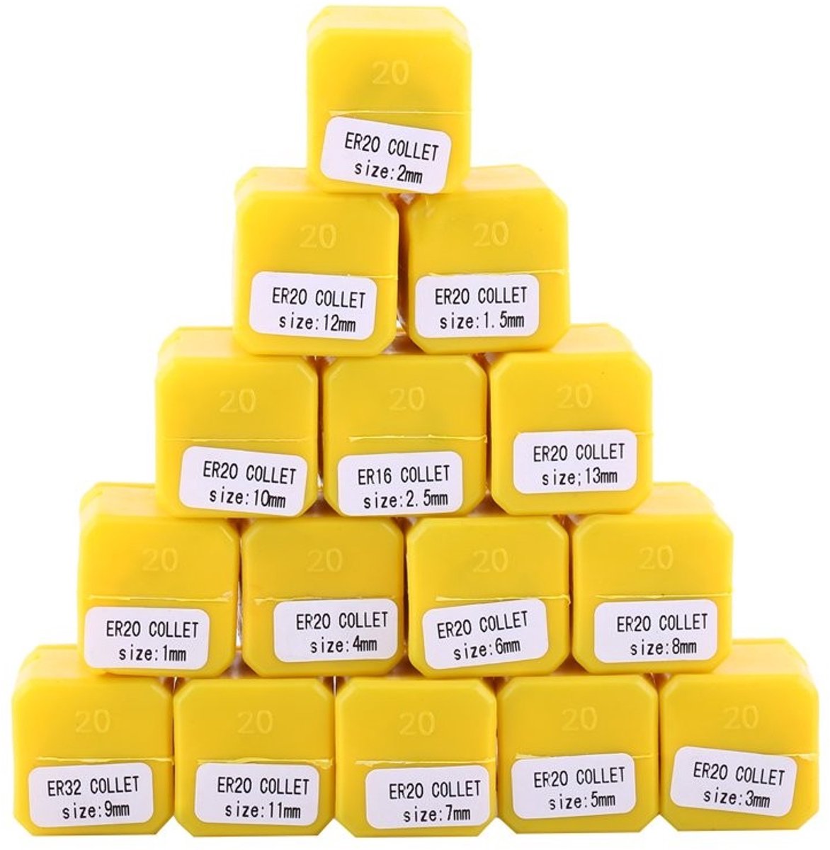 Dailygoods - Dailygoody - ER20 Lente Collet - Spantang Set 15 Stks - 1-13mm - Geschikt voor Werkstuk en Frezen - Hoogwaardig 65Mn Verenstaal - Voor Draaibank e...