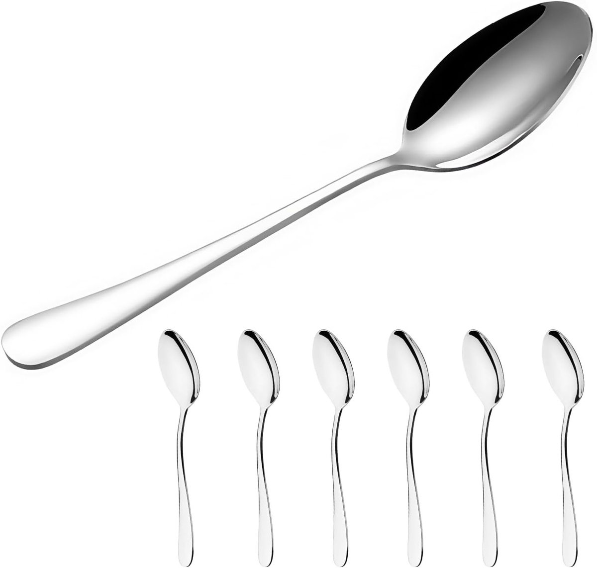 Set van 4 RVS Theelepels van 13,7 cm voor Koffie, Thee en Desserts - Glanzend Gepolijst Bestek voor Appetizers en Snacks