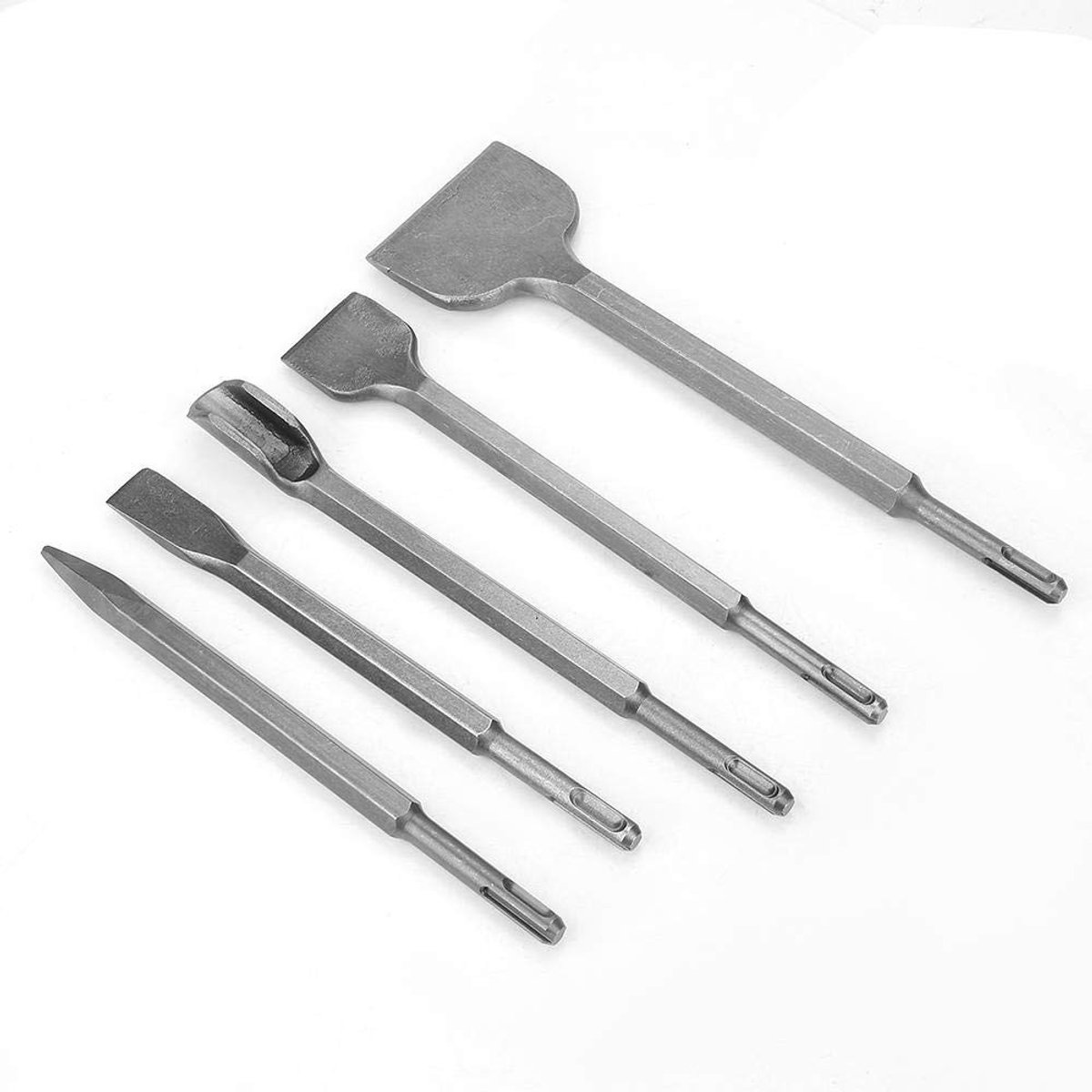 Dailygoods - Dailygoody - 5-delige beitelset - beitelset - Voor boorhamers - Inclusief puntbeitel en platte beitels - Geschikt voor beton en steen - Hoogw...