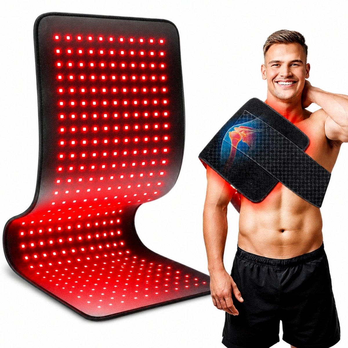 Fubzz Roodlichttherapie Kussen - Infrarood Verwarmingsmat - Rug Schouder Pijnverlichting - 360 LED Dieprood NIR - Groot Warmtekussen