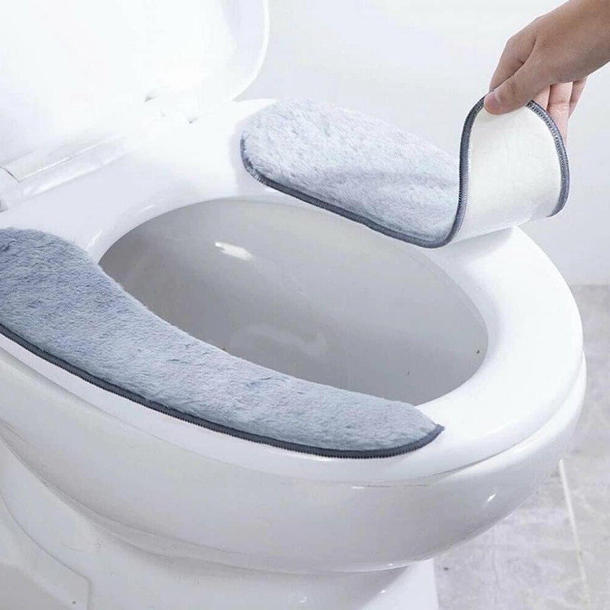 Toiletzitting Warmer - Toiletbrilhoes Zacht - Warm Zitten - Wasbaar Herbruikbaar - 38 x 10 cm - Grijs