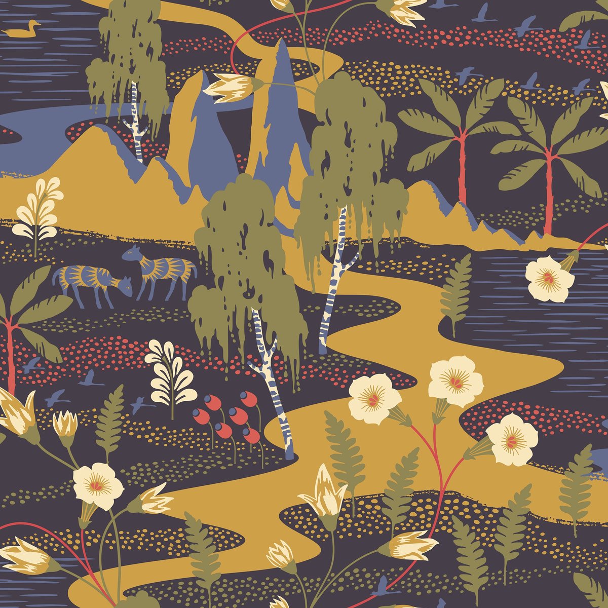 Boråstapeter Vliesbehang 1479 - Swedish Designers - Botanisch Paars - 53cm x 10.05m