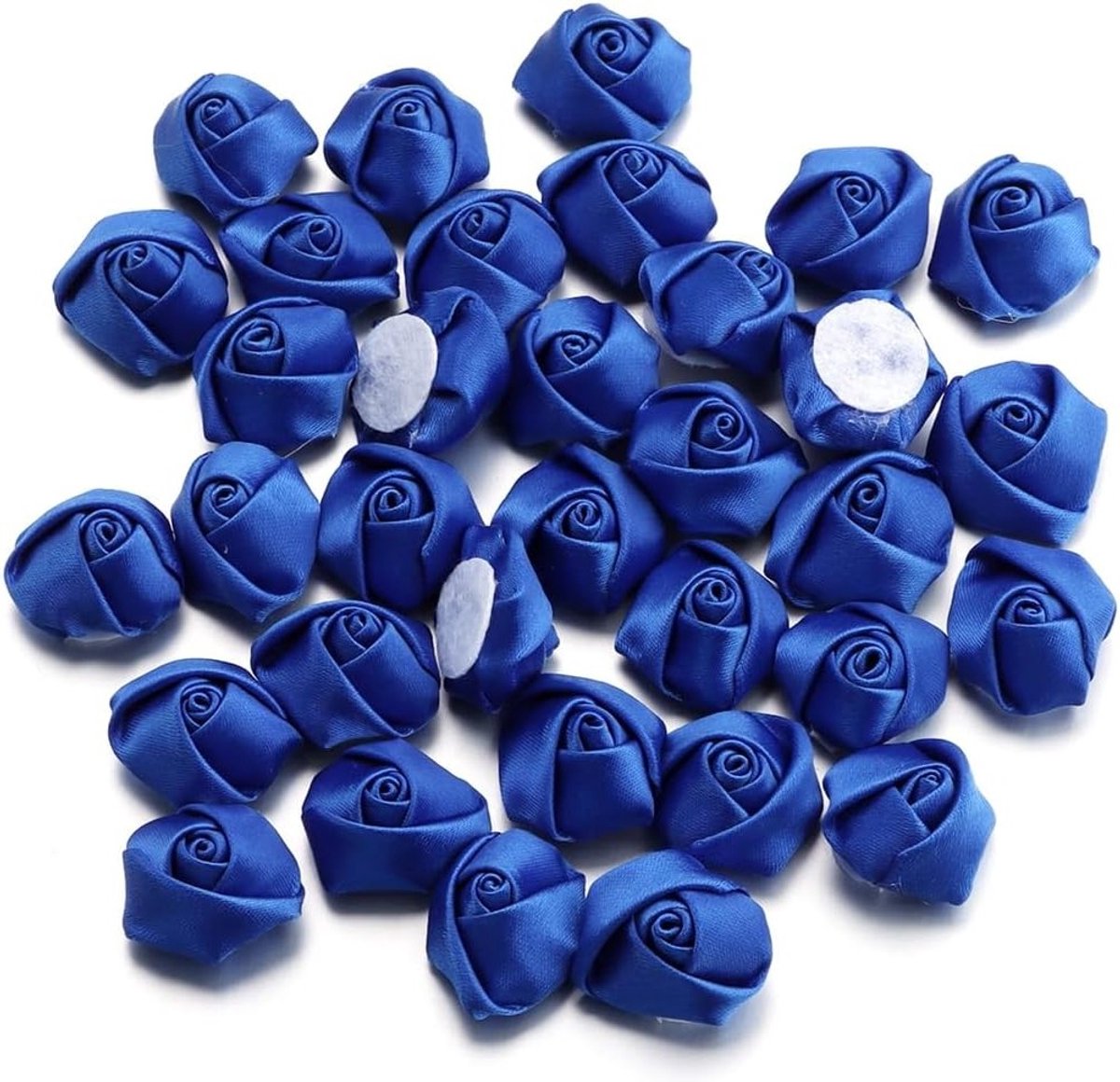 Mini Kunstbloemen in Sapphire Blauw - Satijnen Rozen Bogen voor DIY, Scrapbooking en Haaraccessoires - Verpakking van 20 Stuks