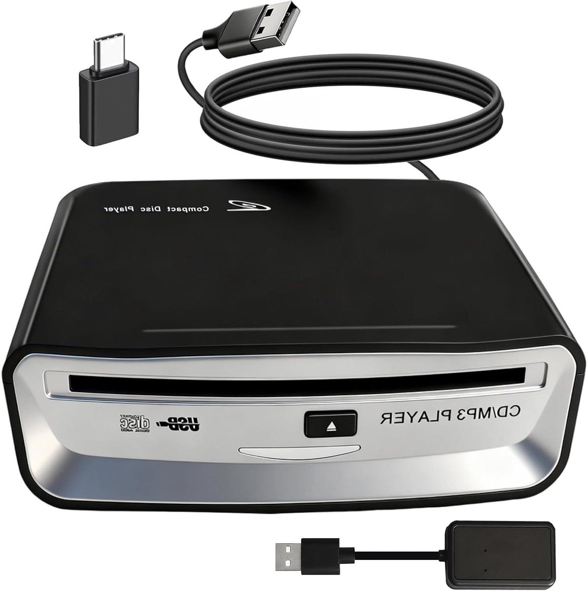 Auto CD-speler - In-Dash Disc-speler - Muziek Afspelen - Dubbele Connectiviteit - 155 x 155 x 45 mm - Zwart