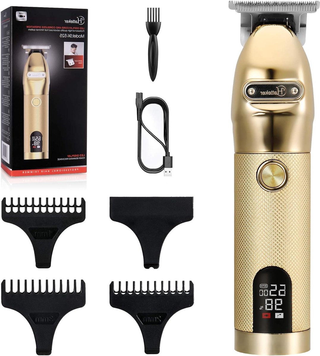 Draadloze Baardtrimmer - Haartrimmer Scheerapparaat - Persoonlijke Verzorging - Met LED Display - 120 Min Gebruik - Goud