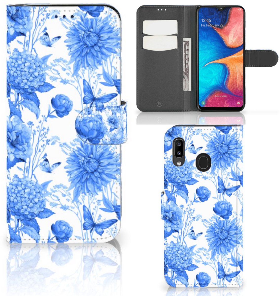 Hoesje voor Samsung Galaxy A30 Flowers Blue
