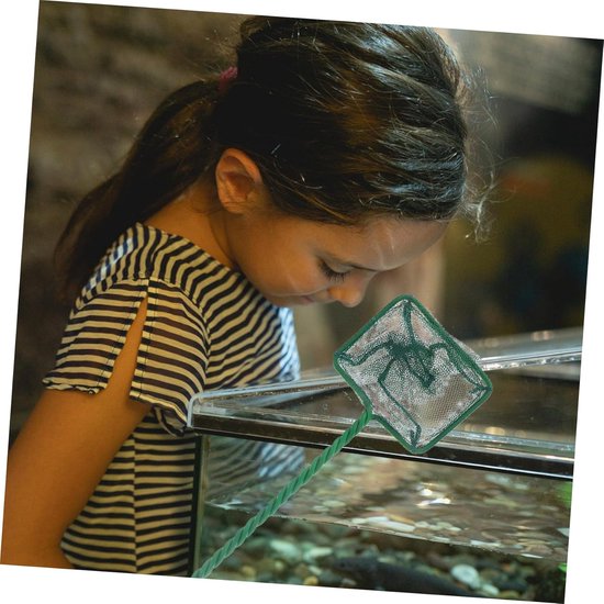Aquarium Schepnet - Visnet Garnalennet - Vissen Vangen - Verstevigd Roestvrij Staal - 30x19.5cm - Groen — afbeelding 2
