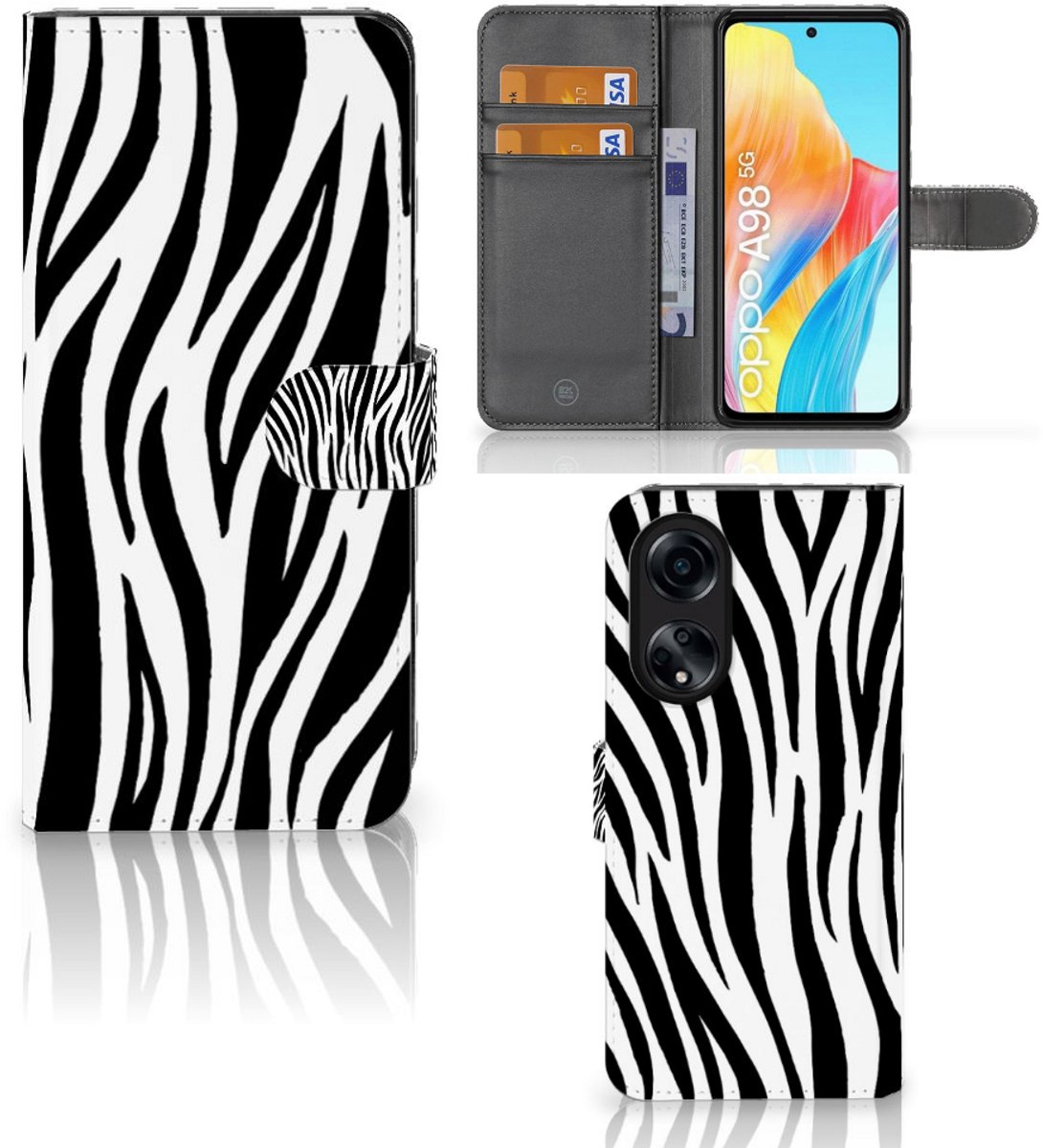 OPPO A98 5G Telefoonhoesje met Pasjes Zebra