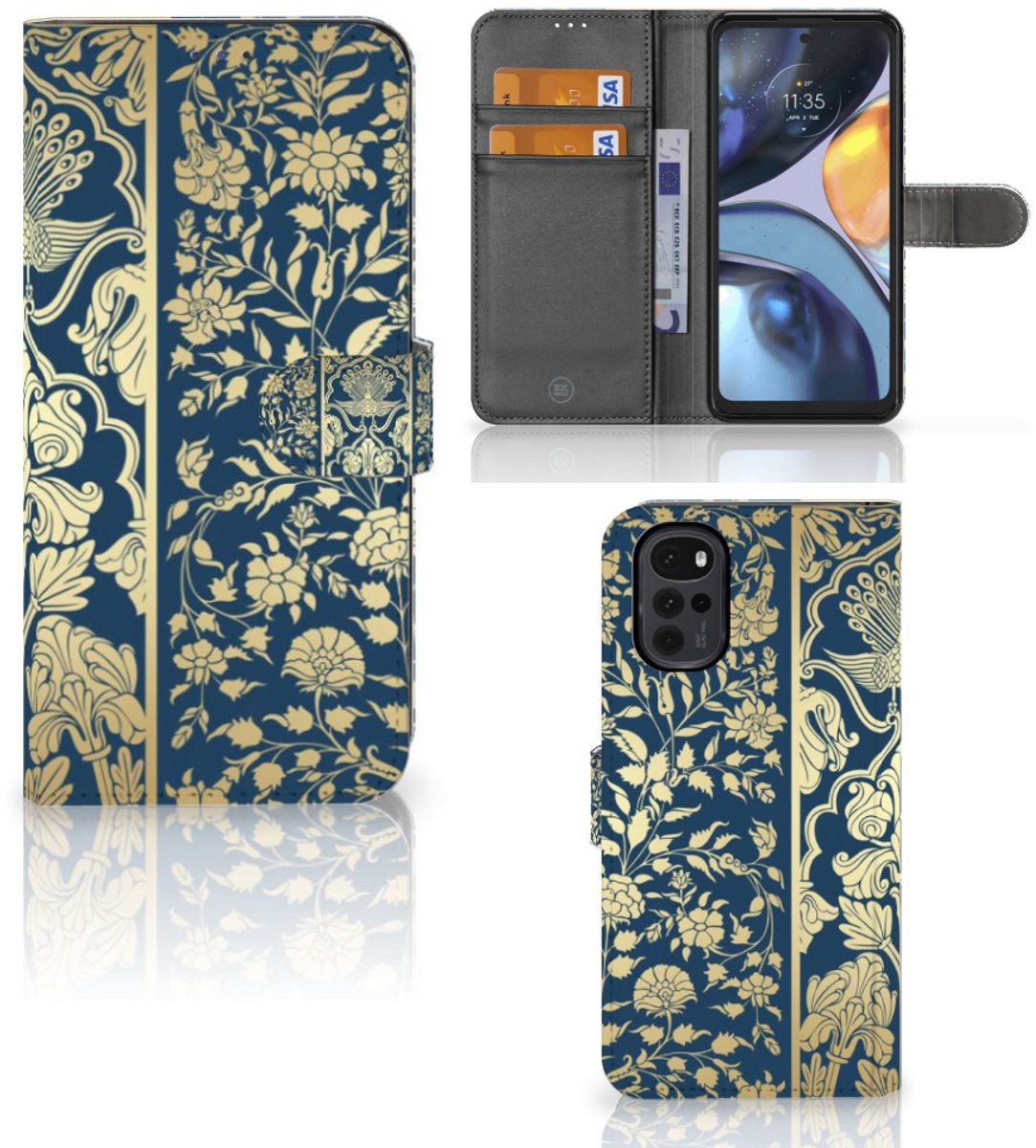 Motorola Moto G22 Hoesje Beige Flowers