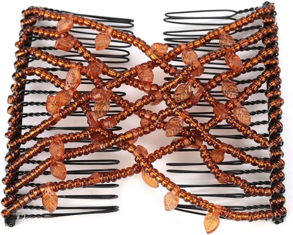 Elegante Haarclip met Parels en Elastische Kam voor Stijlvolle Haarstyling, Dubbele Magic Kam voor DIY Haaraccessoires en Haarmode