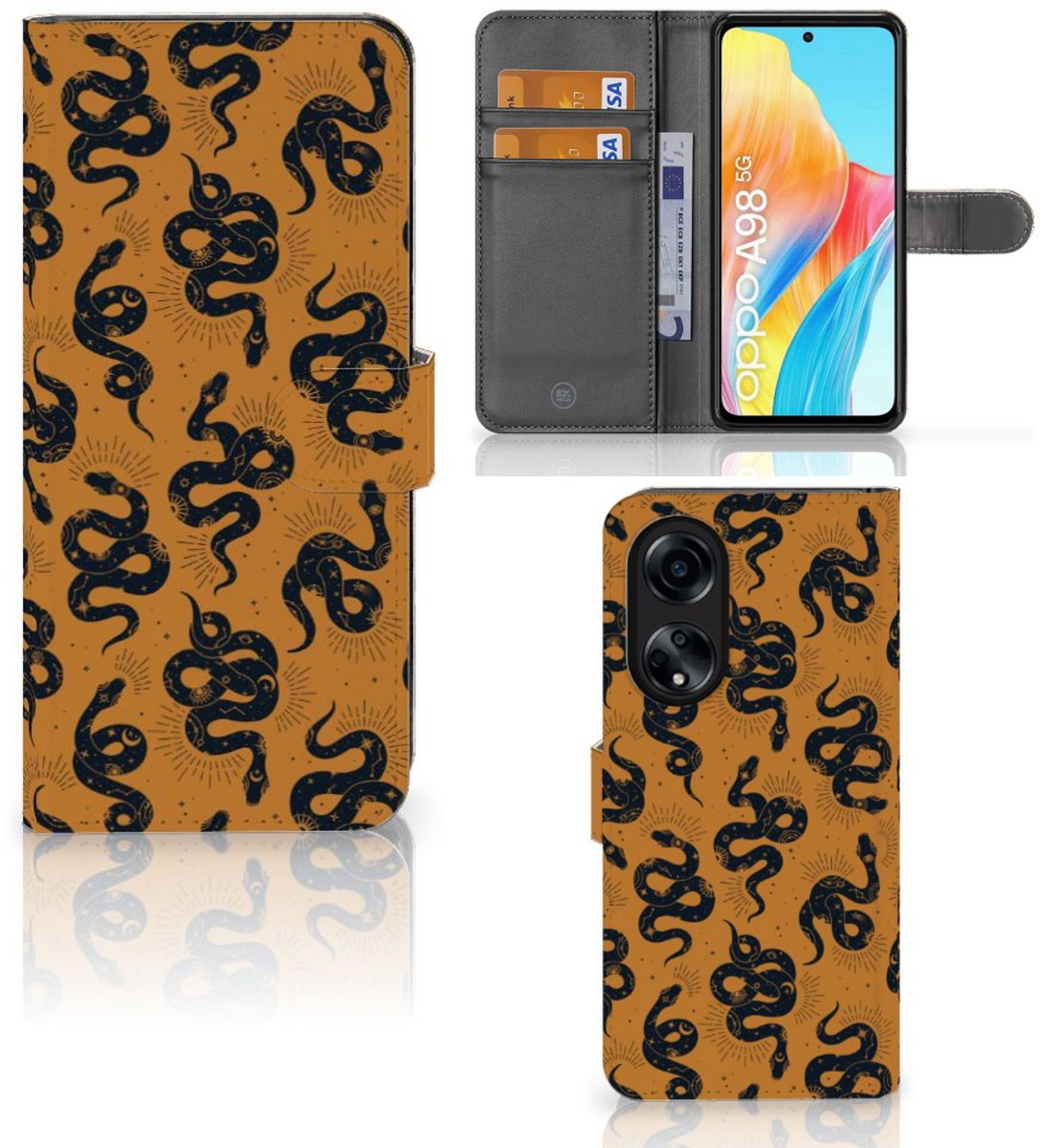 Telefoonhoesje met Pasjes voor OPPO A98 5G Snakes