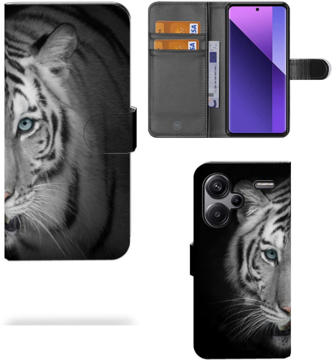 Xiaomi Redmi Note 13 Pro Plus Telefoonhoesje met Pasjes Tijger