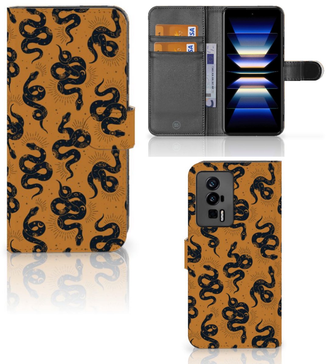 Telefoonhoesje met Pasjes voor Xiaomi Poco F5 Pro Snakes