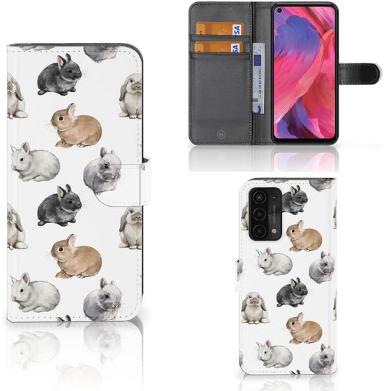 Telefoonhoesje met Pasjes voor OPPO A54 5G | A74 5G | A93 5G Konijntjes