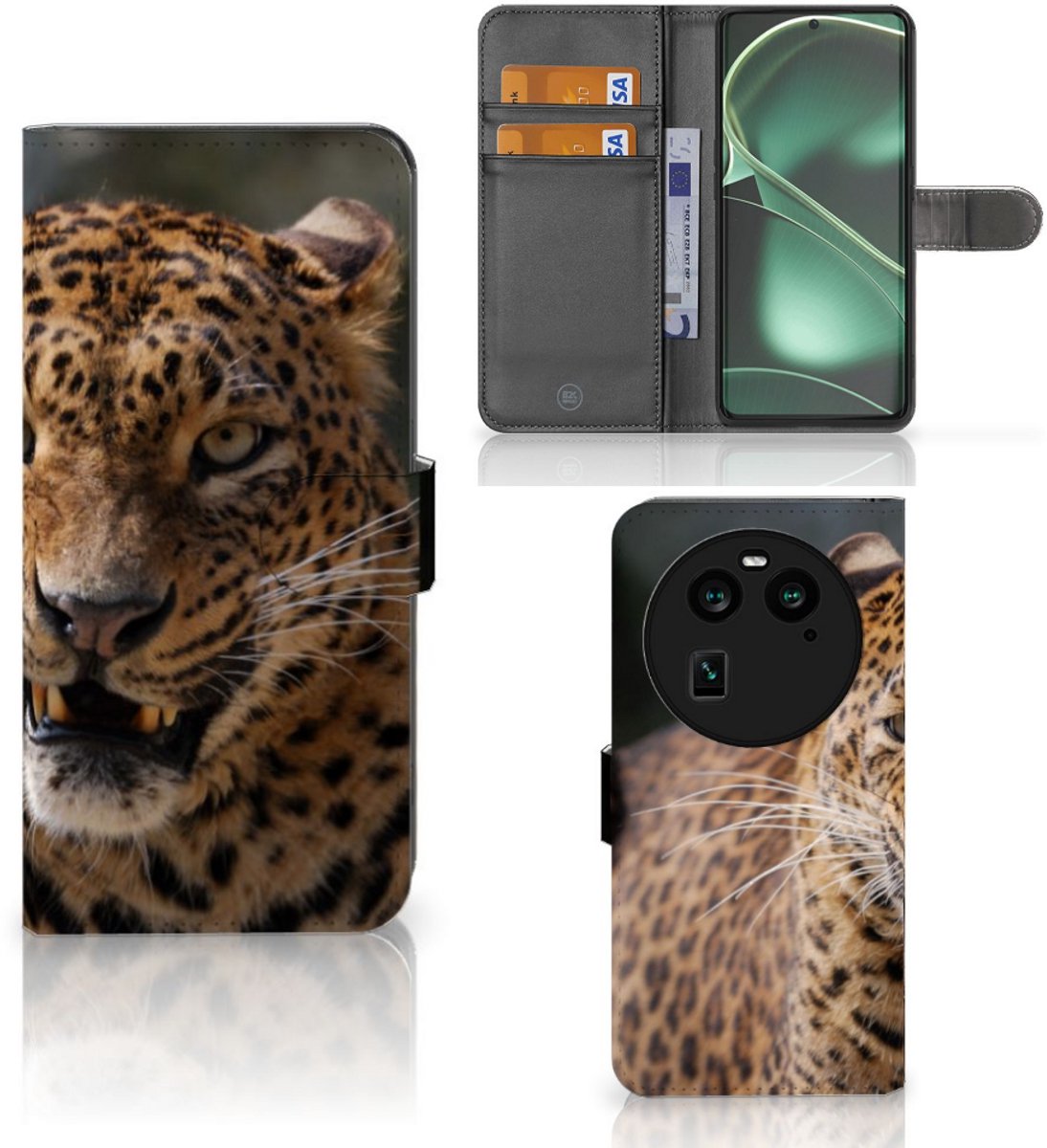 OPPO Find X6 Telefoonhoesje met Pasjes Luipaard