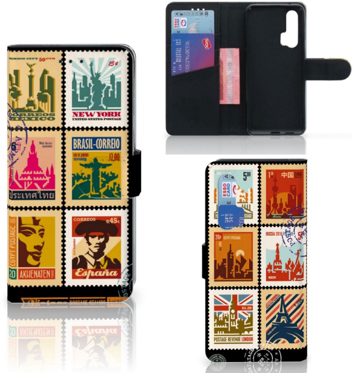 Boekhoesje voor Honor 20 Pro Flip Cover Postzegels
