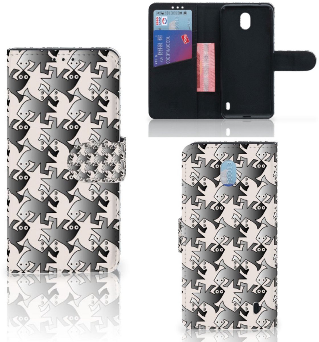 Nokia 1 Plus Telefoonhoesje met Pasjes Salamander Grey
