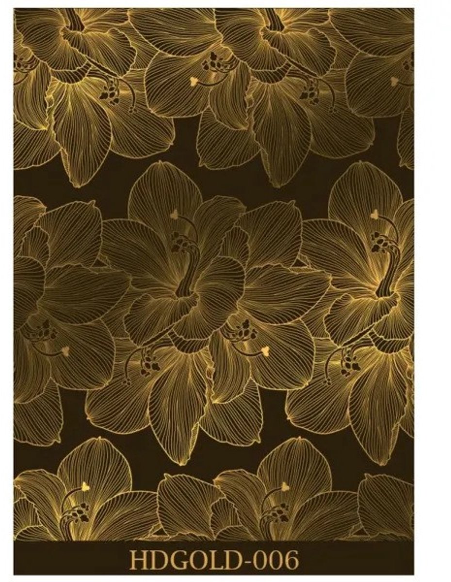 Cadence decoratieve rub-on transfer bloemen goud metallic 30x42 cm.