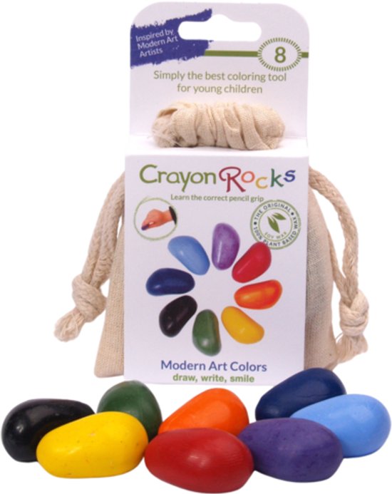 Crayon Rocks Crayon Rocks: 8 moderne kleuren, met 10 stuks aardekleurige krijtjes in een zakje.