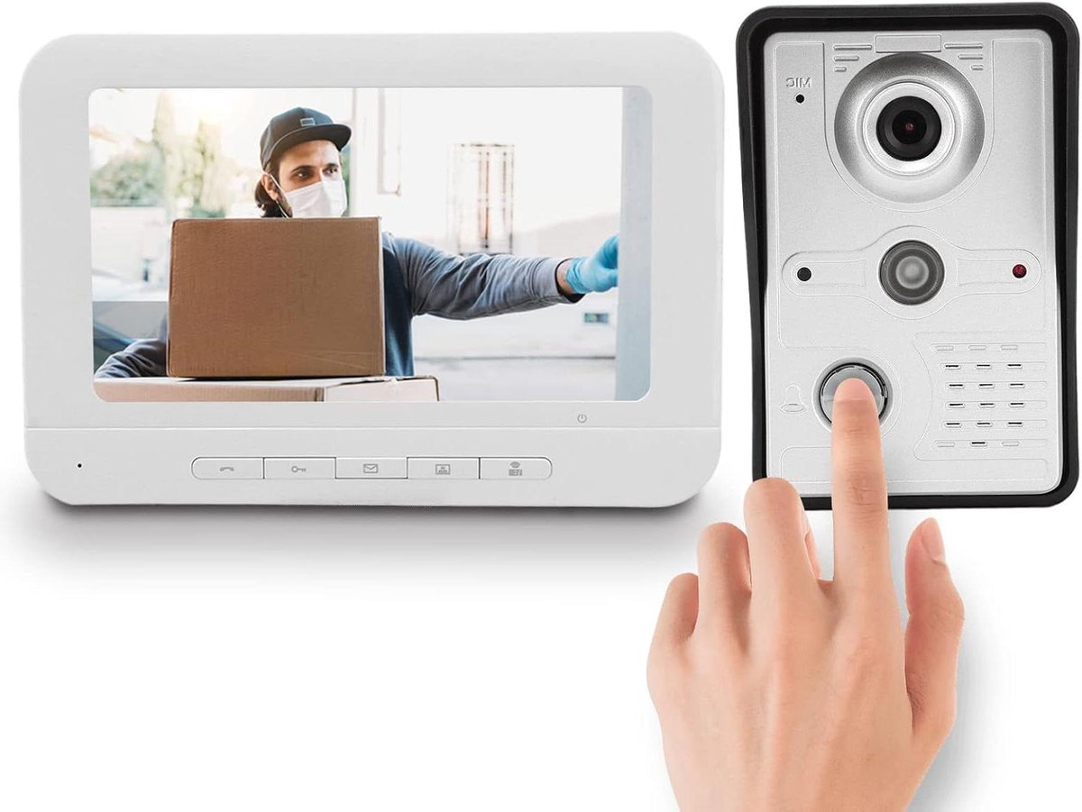 Video Deurbel - Intercom Systeem - Veiligheid Thuis - Tweeweg Audio - 7 inch Scherm - Wit
