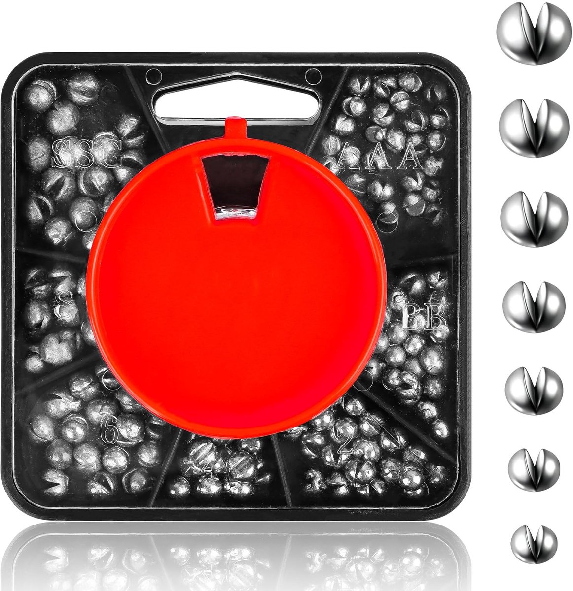 Brenzoos - Lead Scrap Fishing - Scrap Lead Fishing - Ideaal voor veelzijdig vissen - Zwart - Gewicht vissen - 7 maten in opbergdoos - Geschikt voor ..