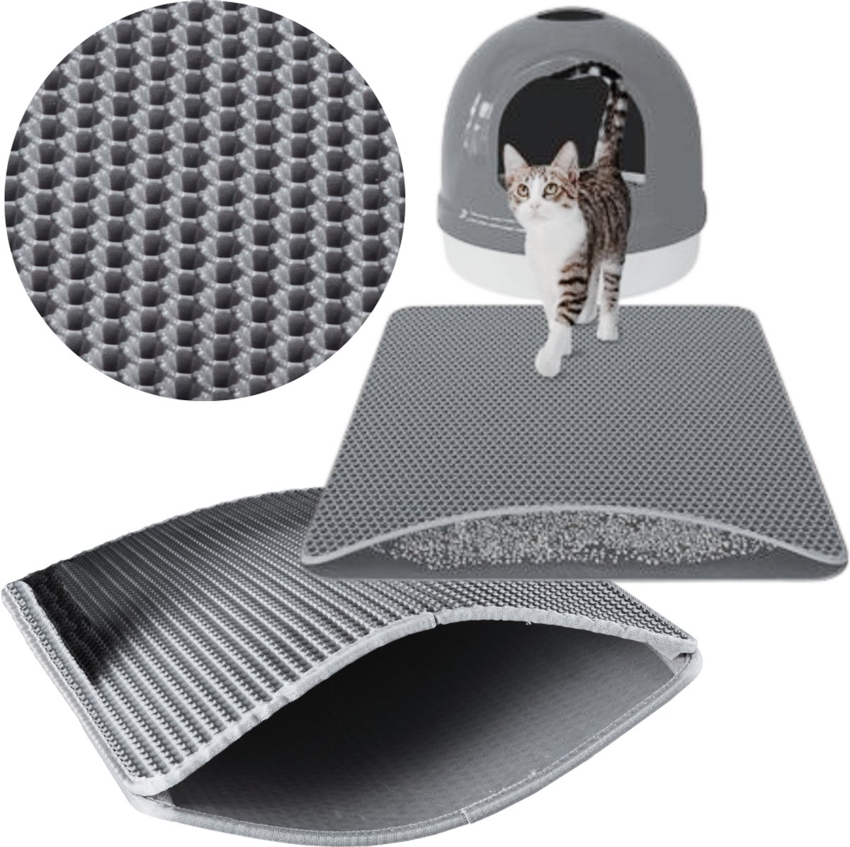 MONA - Kattenbakmat - Dubbel - 60x45 cm - Antislip