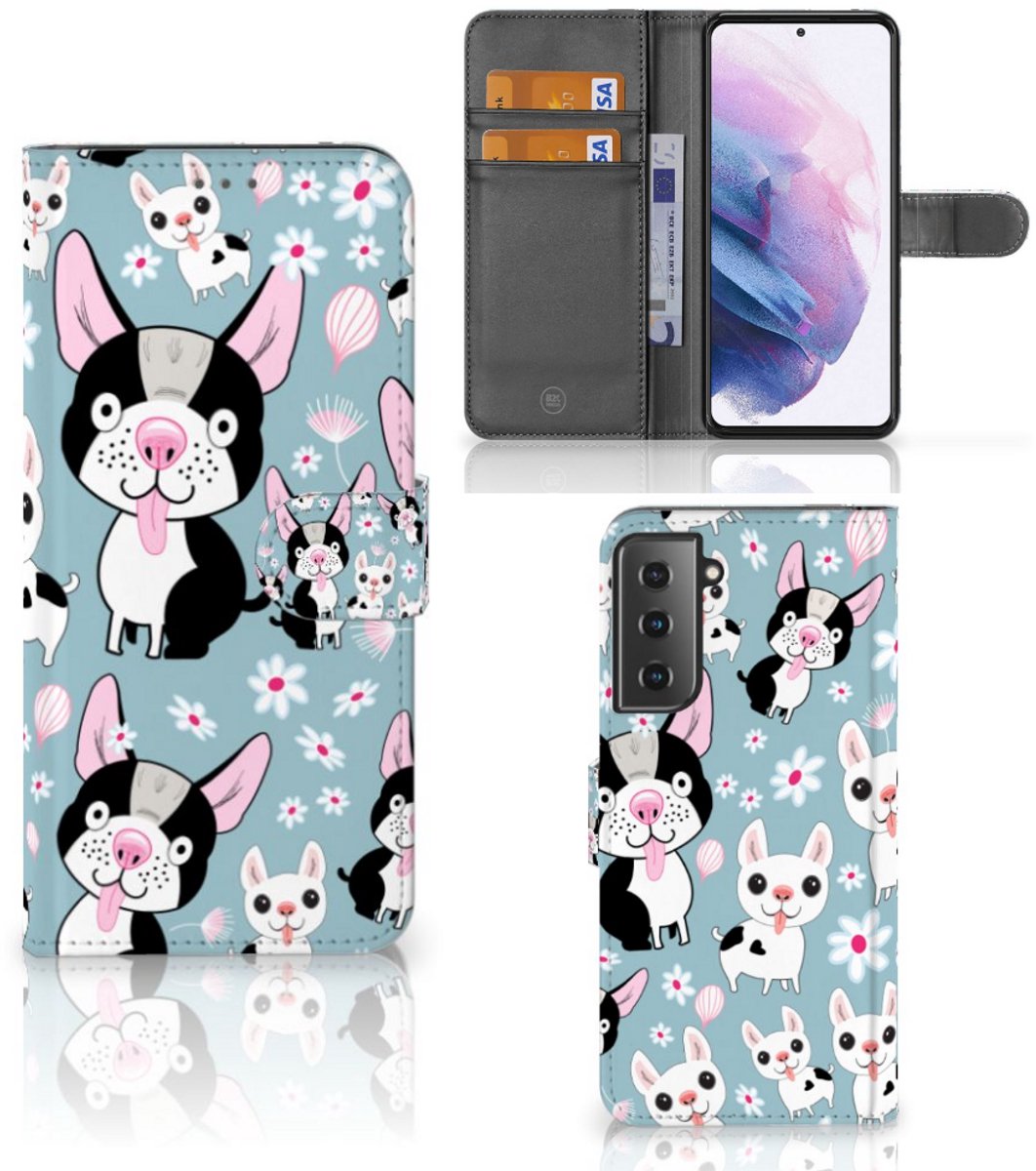 Book Case voor Samsung Galaxy S21 Plus Telefoonhoesje met Pasjes Hondjes