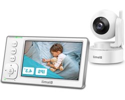 Blemil Babyfoon, 4,3 inch Sreen met 29-uurs batterij, zwenk-kantel-zoom-video-babyfoon met camera en audio, infrarood nachtzicht, ECO, 2-weg gesprek, 8 lullabies, geen wifi
