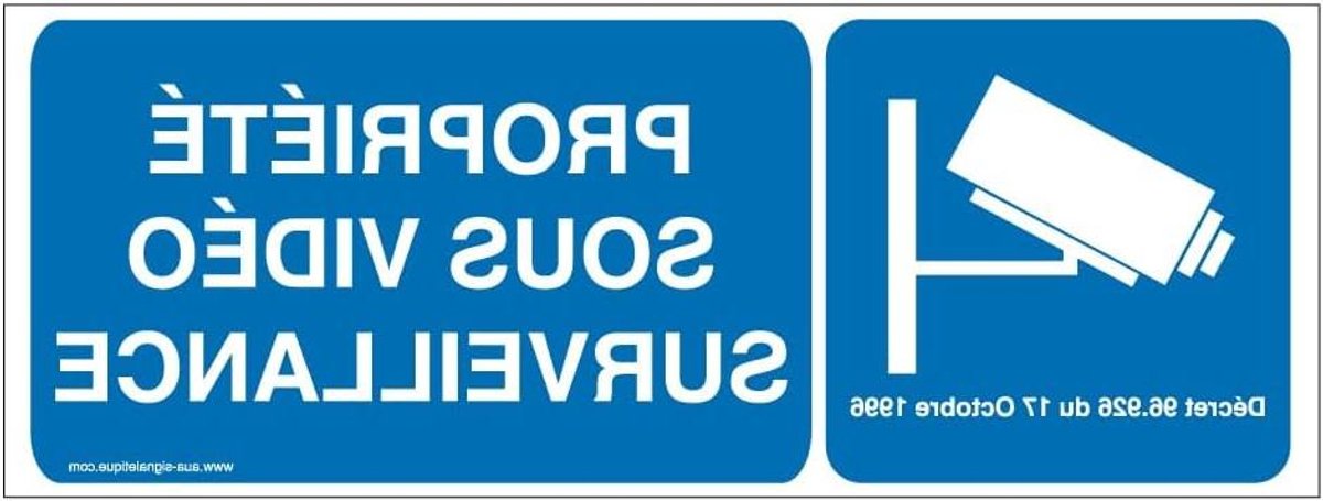Zelfklevend Bord - Bewakingsbord Melding - Videobewaking Aangeven - Zelfklevend Vinyl Materiaal - 160 x 60 mm - Zwart/Wit
