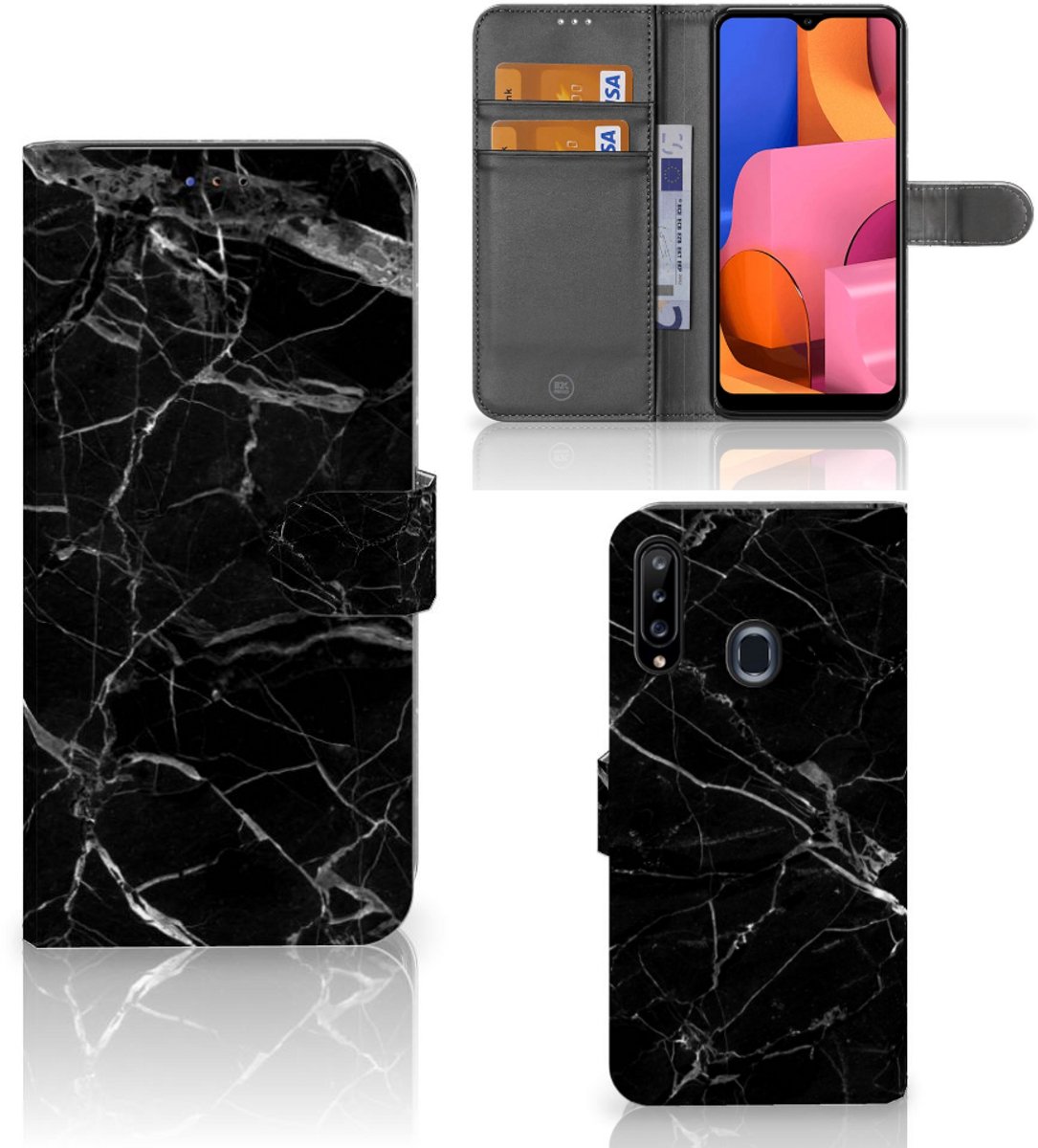Samsung Galaxy A20s Bookcase Marmer Zwart - Origineel Cadeau Vader