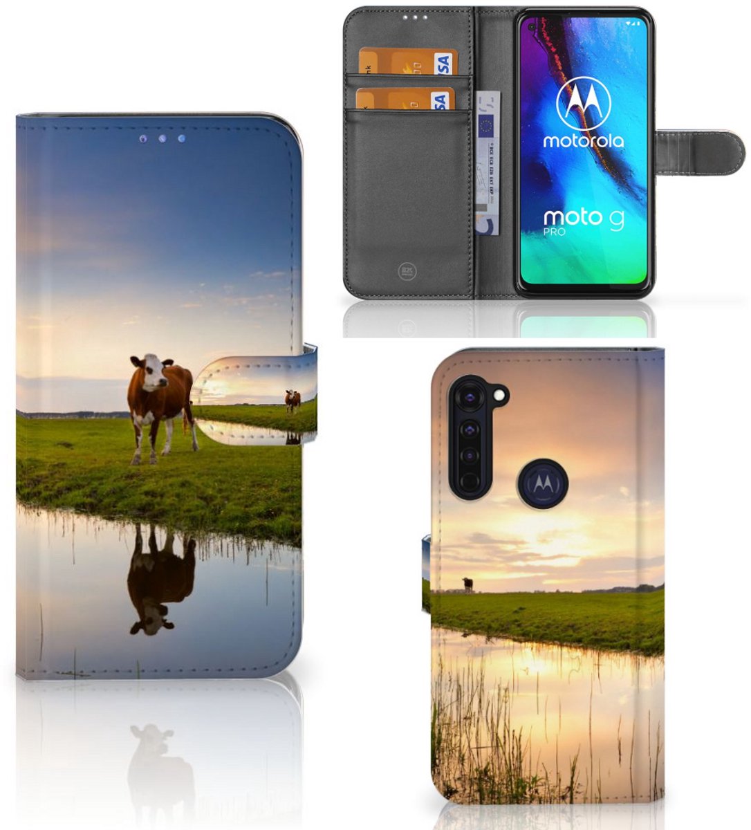 Motorola Moto G Pro Telefoonhoesje met Pasjes Koe