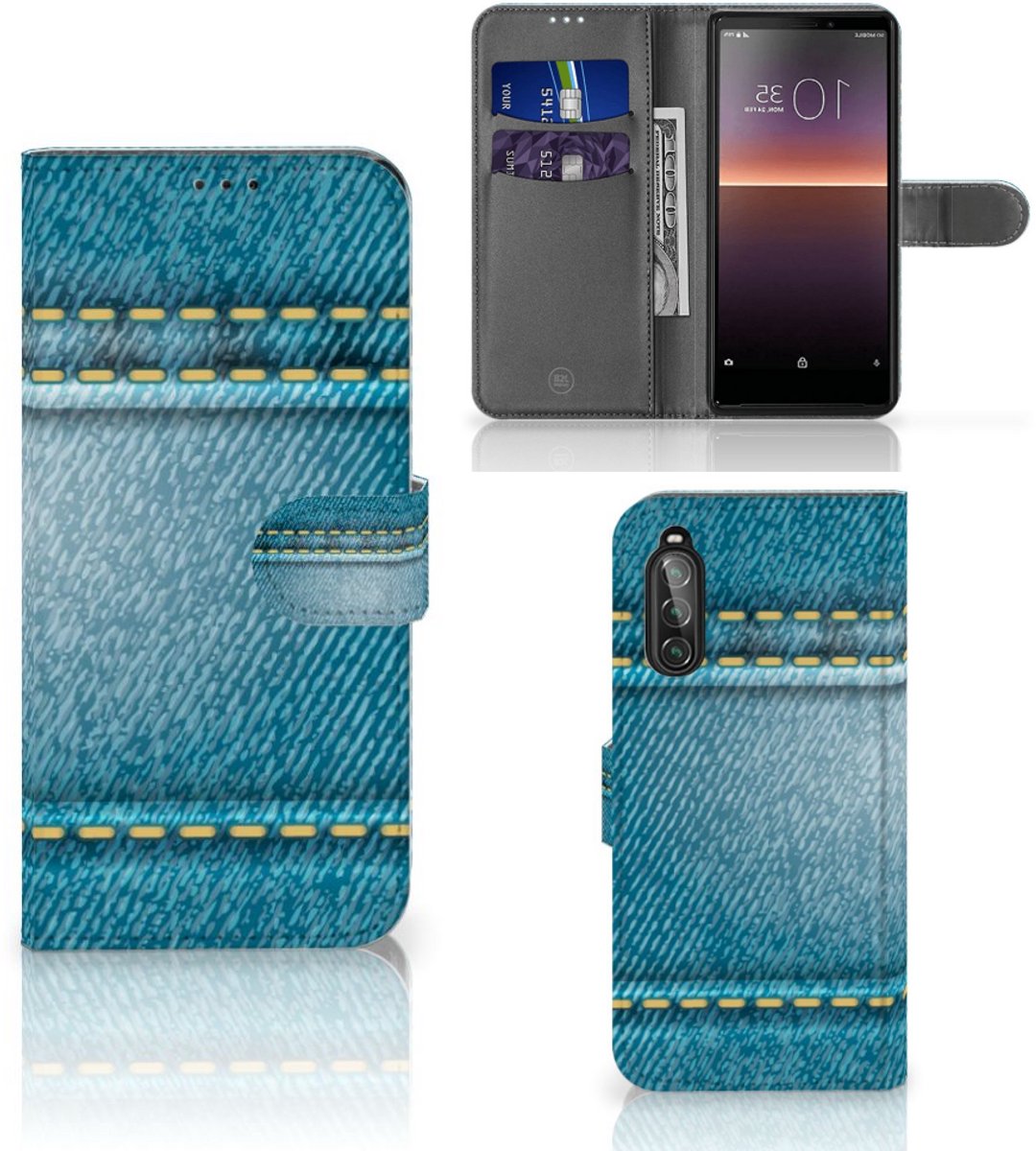 Sony Xperia 10 II Wallet Case met Pasjes Jeans